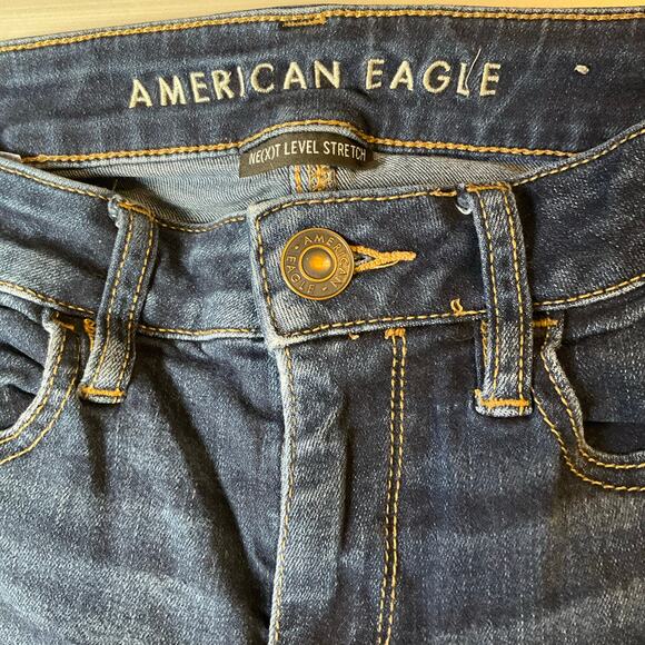 American Eagle Outfitters Women Skinny Jeans size 2 US Blue Mid Rise Stretch - Picture 8 of 11